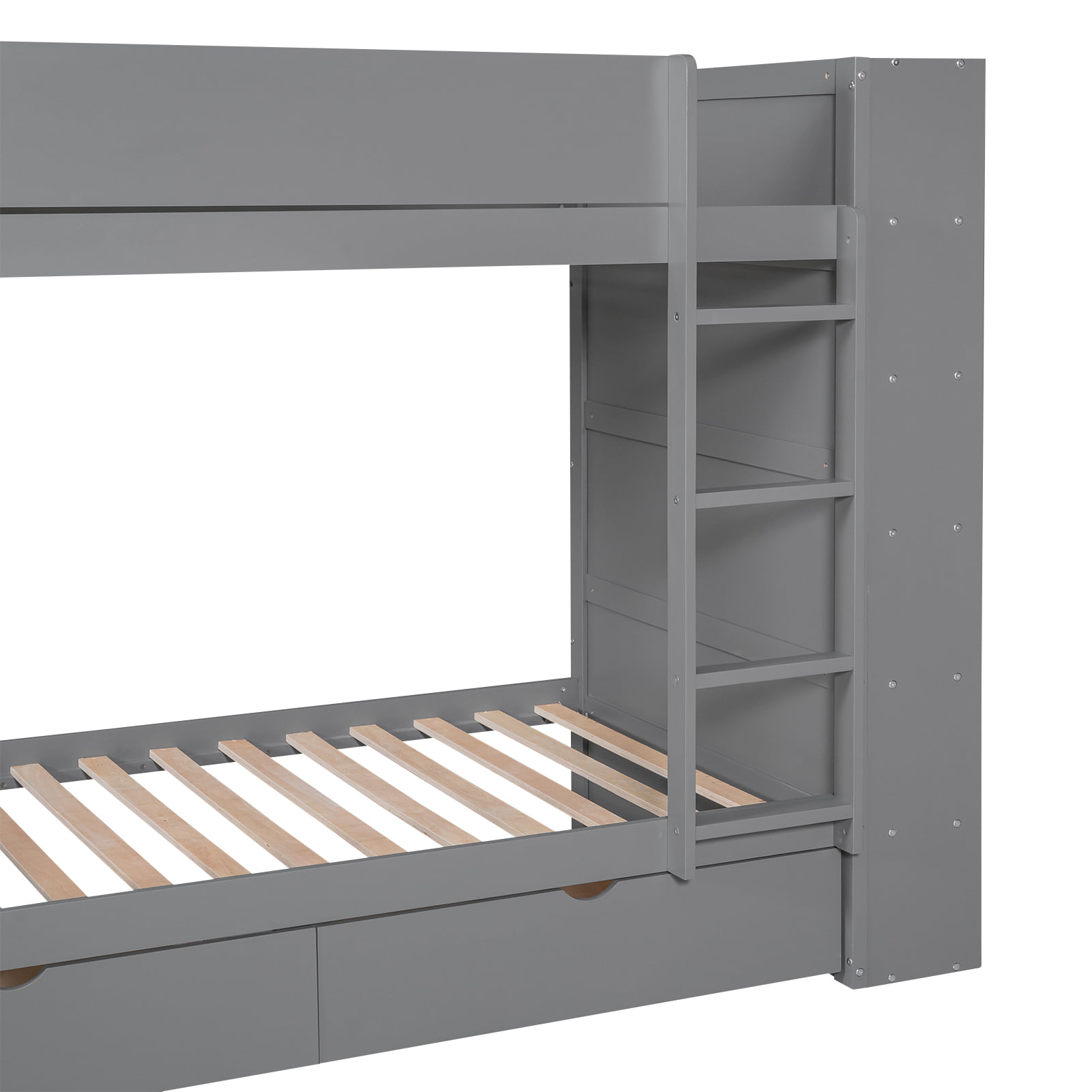 Twin Over Twin Bunk Bed With 2 Drawers And Multi-layer Cabinet 18 Twin Over Twin Bunk Bed With 2 Drawers And Multi-layer Cabinet