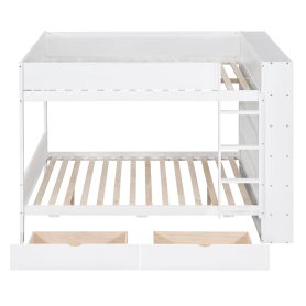 Full over Full Bunk Bed With 2 Drawers and Multi-layer Cabinet