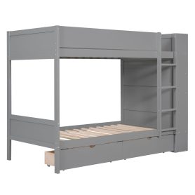Twin Over Twin Bunk Bed With 2 Drawers And Multi-layer Cabinet 29 Twin Over Twin Bunk Bed With 2 Drawers And Multi-layer Cabinet