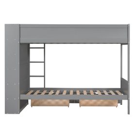 Twin Over Twin Bunk Bed With 2 Drawers And Multi-layer Cabinet 28 Twin Over Twin Bunk Bed With 2 Drawers And Multi-layer Cabinet