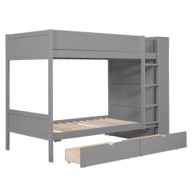 Twin Over Twin Bunk Bed With 2 Drawers And Multi-layer Cabinet 36 Twin Over Twin Bunk Bed With 2 Drawers And Multi-layer Cabinet