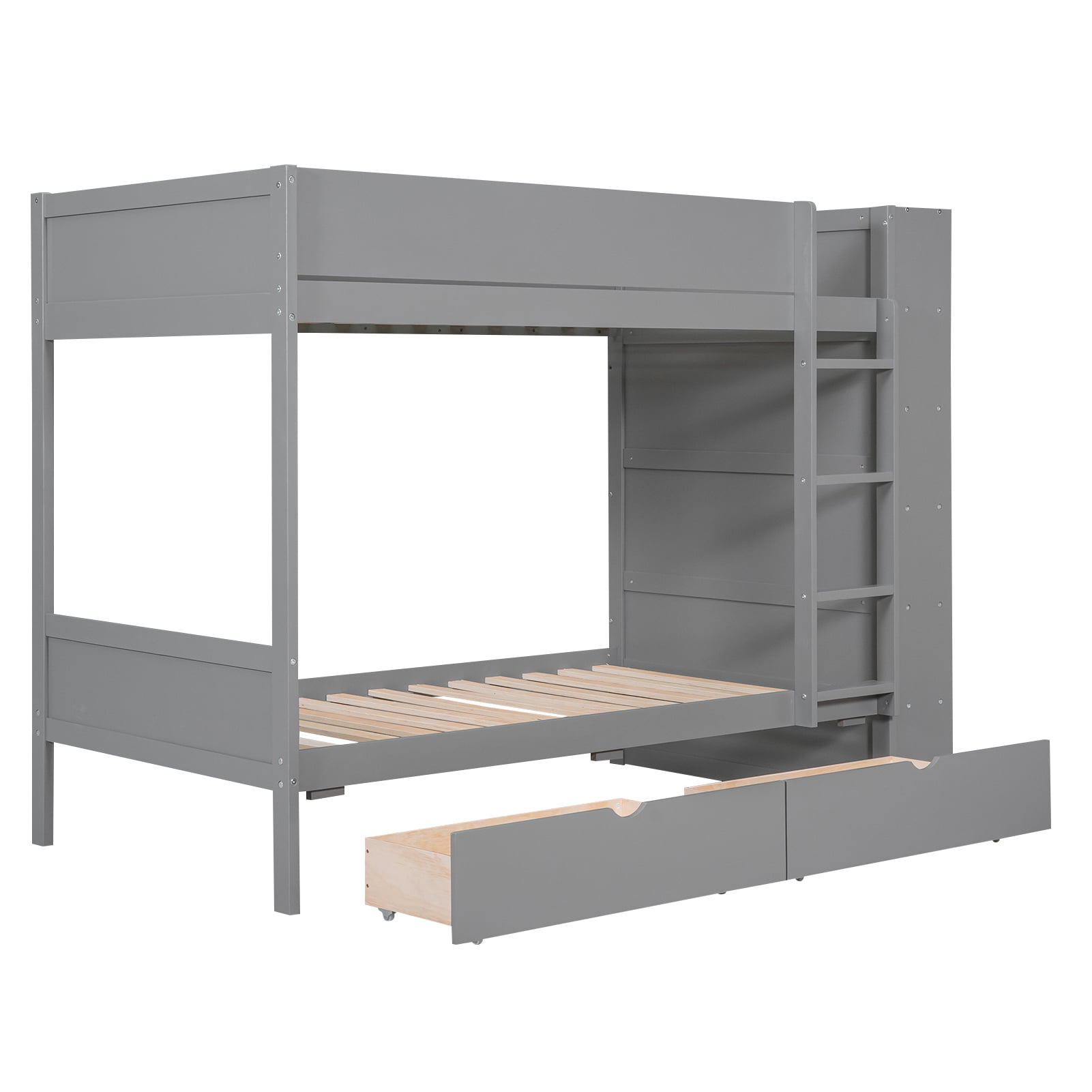 Twin Over Twin Bunk Bed With 2 Drawers And Multi-layer Cabinet 17 Twin Over Twin Bunk Bed With 2 Drawers And Multi-layer Cabinet