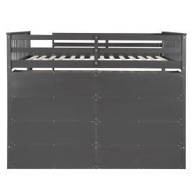 Full Size Loft Bed with 8 Open Storage Shelves and Built-in Ladder