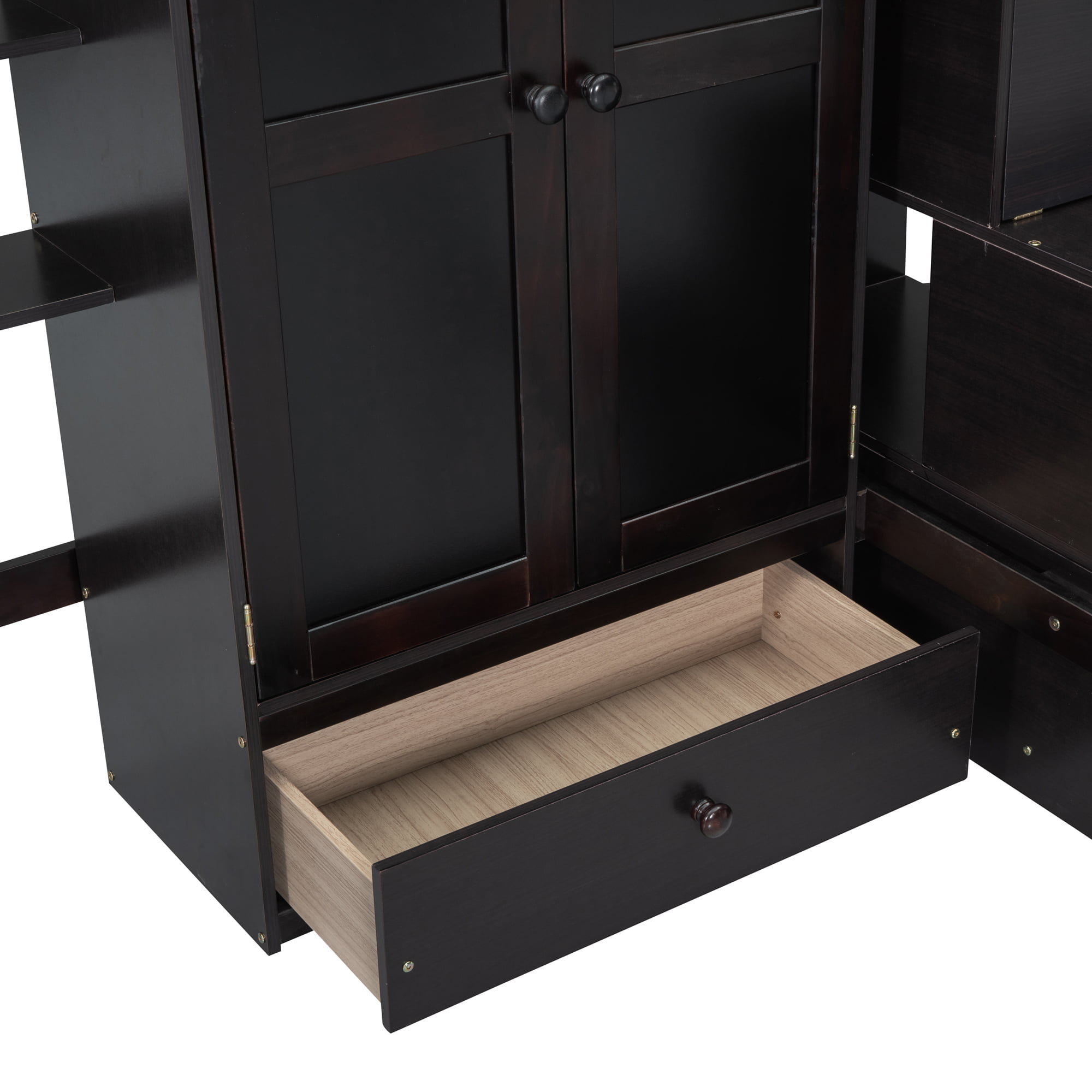 Full Size Loft Bed With Bookshelf, Staircase, Desk and Wardrobe 14 Full Size Loft Bed With Bookshelf, Staircase, Desk and Wardrobe