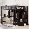 Full Size Loft Bed With Bookshelf, Staircase, Desk and Wardrobe