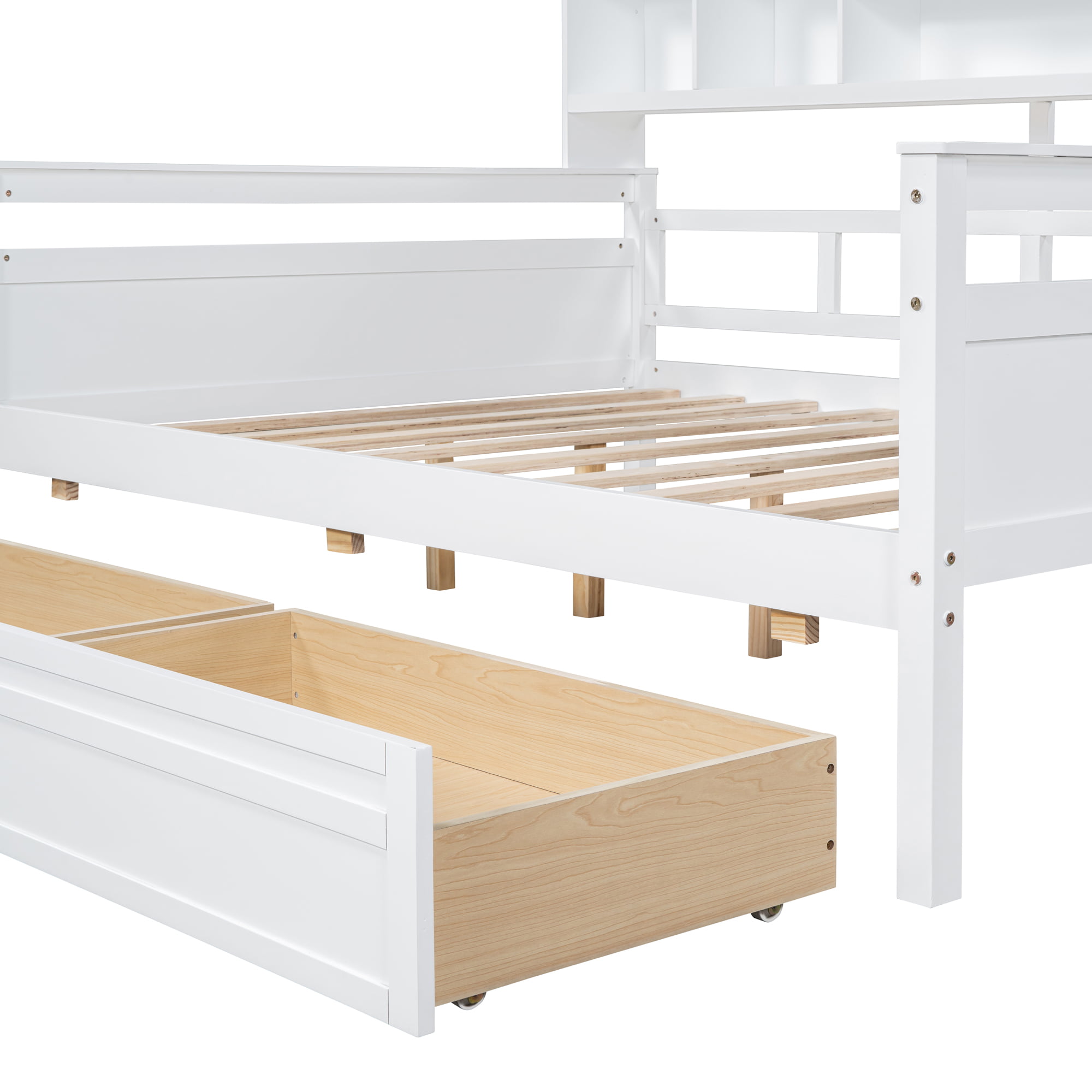 Full Size Daybed With Bedside Shelves And Two Drawers 13 Full Size Daybed With Bedside Shelf And Two Drawers