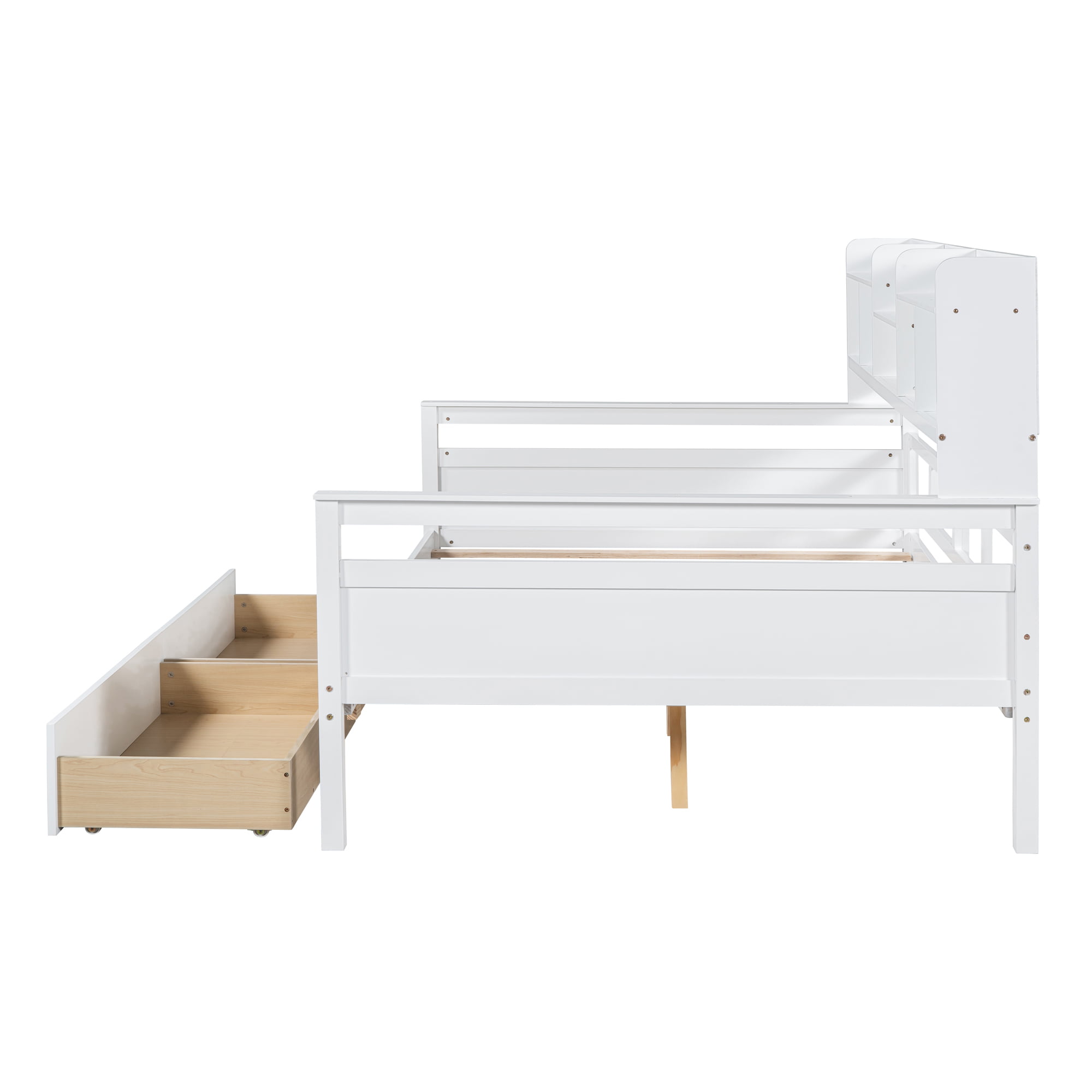 Full Size Daybed With Bedside Shelves And Two Drawers 12 Full Size Daybed With Bedside Shelf And Two Drawers