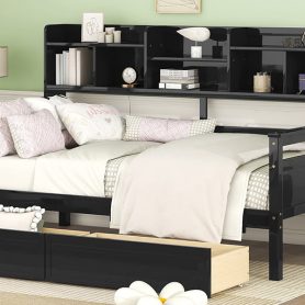 Twin Size Daybed With Bedside Shelves And Two Drawers 34 Twin Size Daybed With Bedside Shelves And Two Drawers