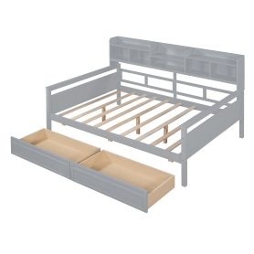 Full Size Daybed With Bedside Shelf And Two Drawers