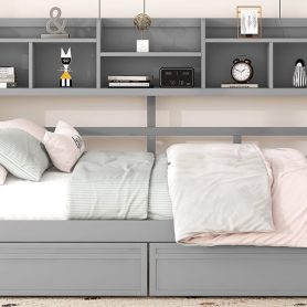 Full Size Daybed With Bedside Shelf And Two Drawers