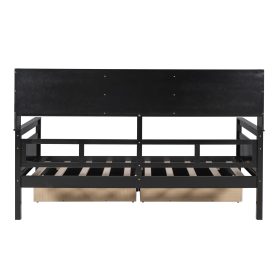 Twin Size Daybed With Bedside Shelves And Two Drawers