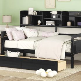 Twin Size Daybed With Bedside Shelves And Two Drawers 32 Twin Size Daybed With Bedside Shelves And Two Drawers