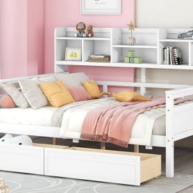 Full Size Daybed With Bedside Shelves And Two Drawers 30 Full Size Daybed With Bedside Shelf And Two Drawers