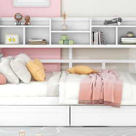 Full Size Daybed With Bedside Shelves And Two Drawers 31 Full Size Daybed With Bedside Shelf And Two Drawers