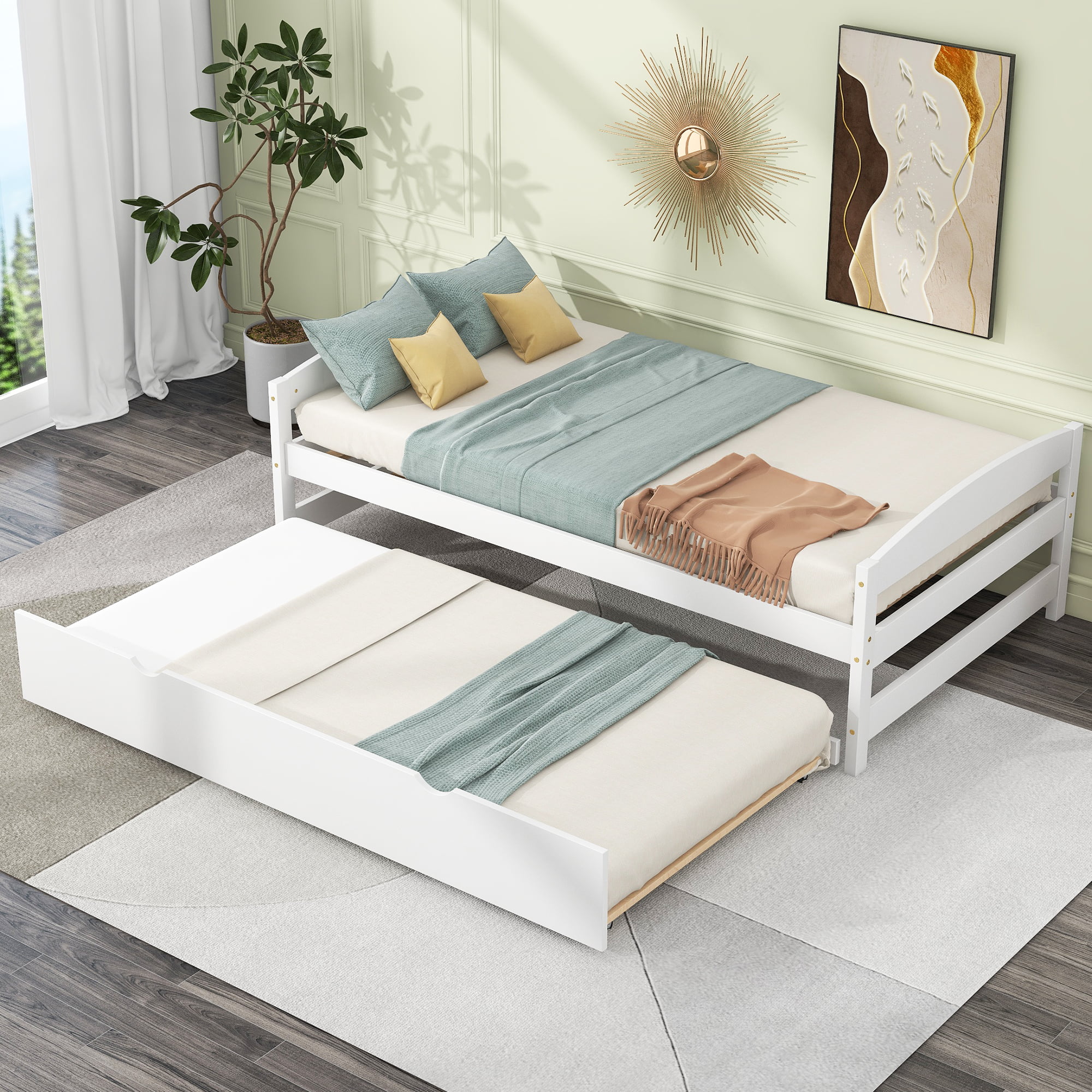 Twin Size Platform Bed with Twin Size Trundle