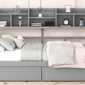 Full Size Daybed With Bedside Shelf And Two Drawers