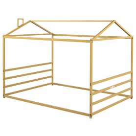 Metal House Shape Platform Bed, Queen Size