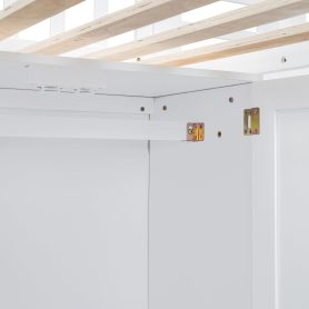 Twin size Loft Bed with Bookshelf, Drawers, Desk, and Wardrobe