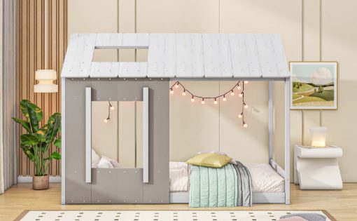 Twin Size House Platform with Roof and Window