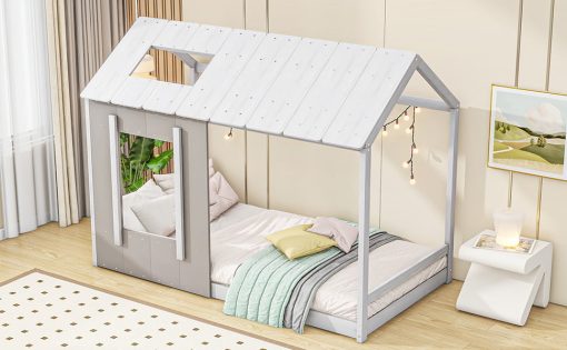 Twin Size House Platform with Roof and Window