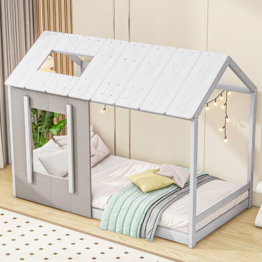 Twin Size House Platform with Roof and Window