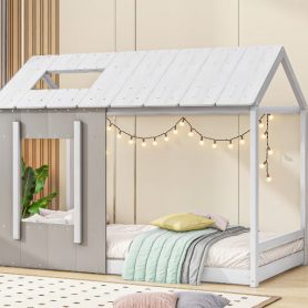 Twin Size House Platform with Roof and Window 20 Twin Size House Platform with Roof and Window