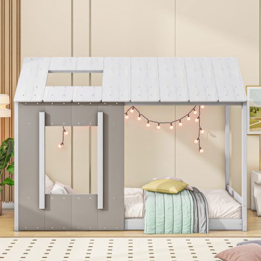Twin Size House Platform with Roof and Window