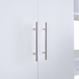 Twin Size Murphy Bed with Open Shelves and Storage Drawers, Built-in Wardrobe and Table