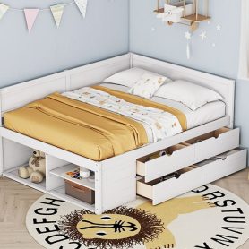 Full Size Daybed with Drawers and Shelves