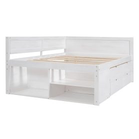 Full Size Daybed with Drawers and Shelves