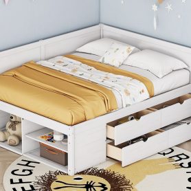 Full Size Daybed with Drawers and Shelves