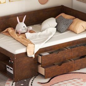 Twin Size Daybed With Drawers And Shelves