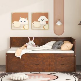 Twin Size Daybed With Drawers And Shelves