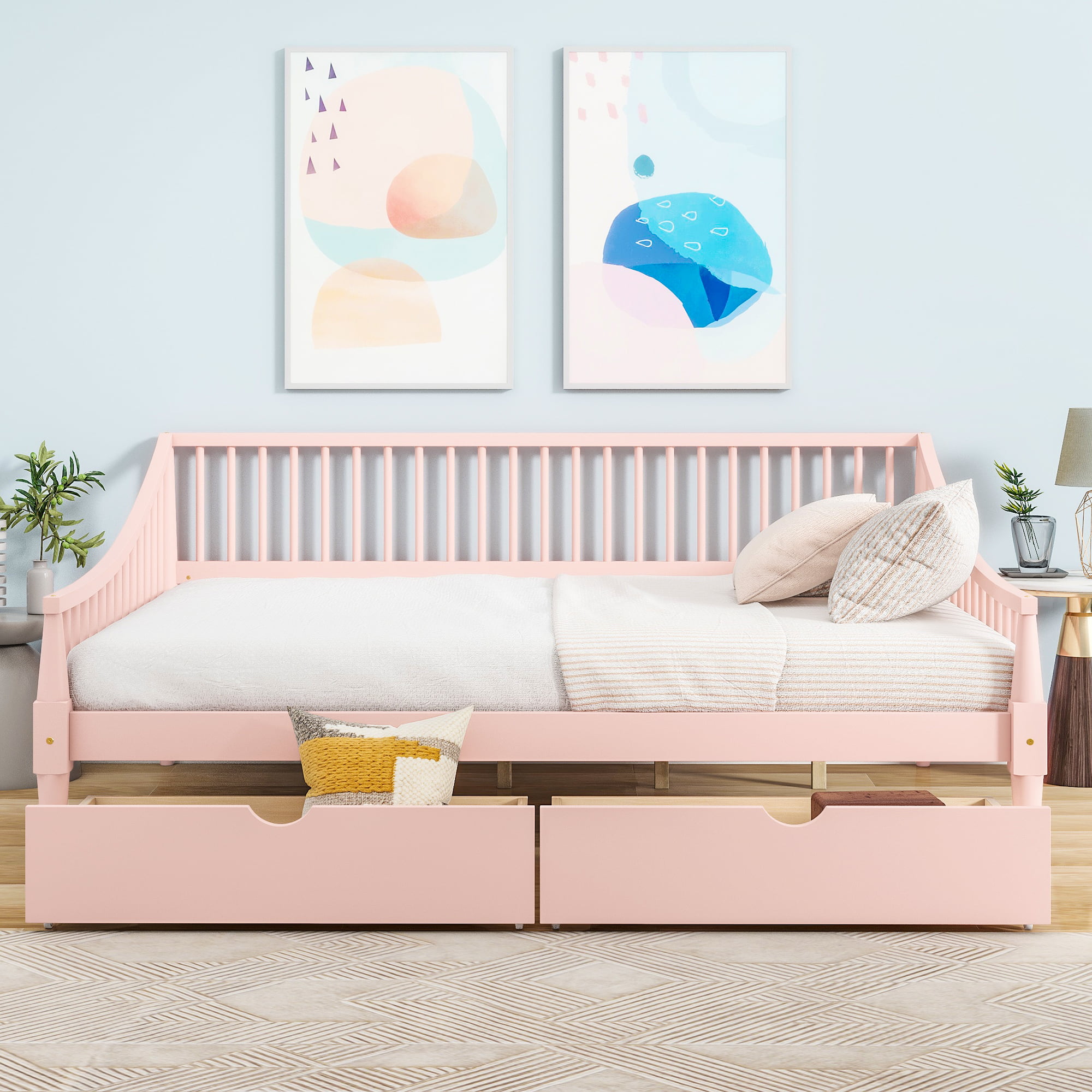 Full Size Daybed with Two Storage Drawers and Support Legs