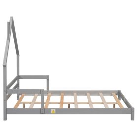 Full House-Shaped Floor Bed With Handrails and Slats 25 Full House-Shaped Floor Bed With Handrails and Slats