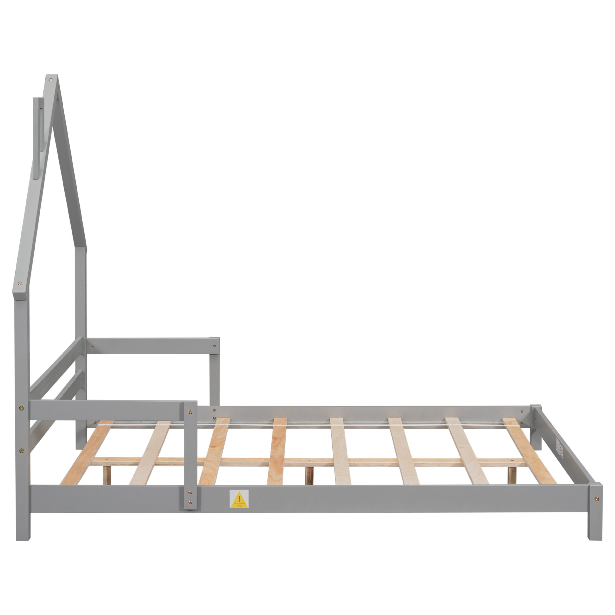 Full House-Shaped Floor Bed With Handrails and Slats 9 Full House-Shaped Floor Bed With Handrails and Slats