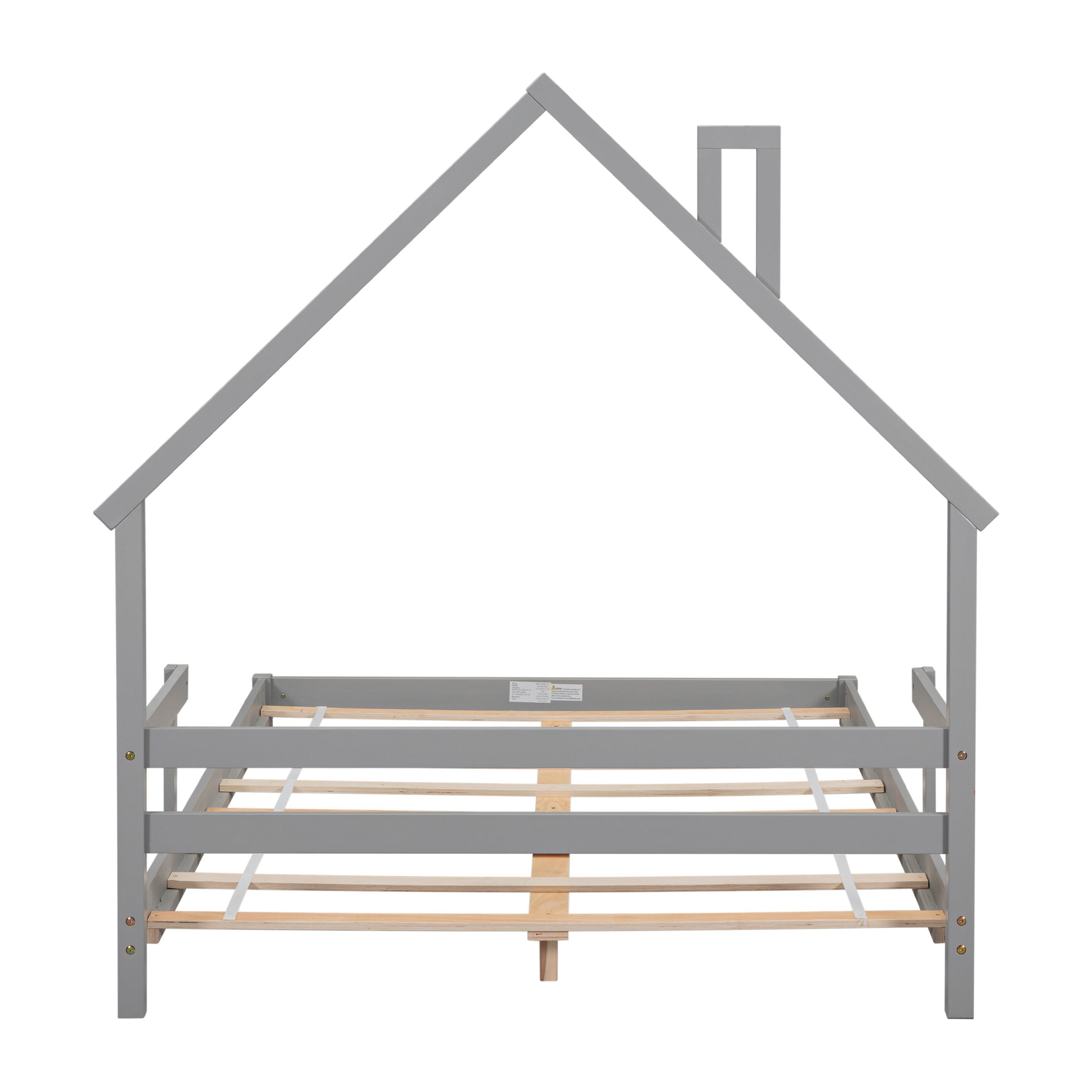 Full House-Shaped Floor Bed With Handrails and Slats 6 Full House-Shaped Floor Bed With Handrails and Slats