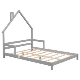 Full House-Shaped Floor Bed With Handrails and Slats 24 Full House-Shaped Floor Bed With Handrails and Slats