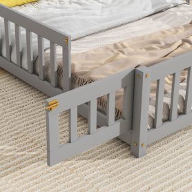 Full House-Shaped Headboard Floor Bed with Fence