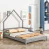Full House-Shaped Floor Bed With Handrails and Slats