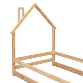 Twin Size Floor Bed With House-shaped Headboard 19 Twin Size Floor Bed With House-shaped Headboard