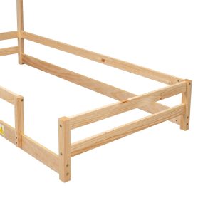 Twin Size Floor Bed With House-shaped Headboard