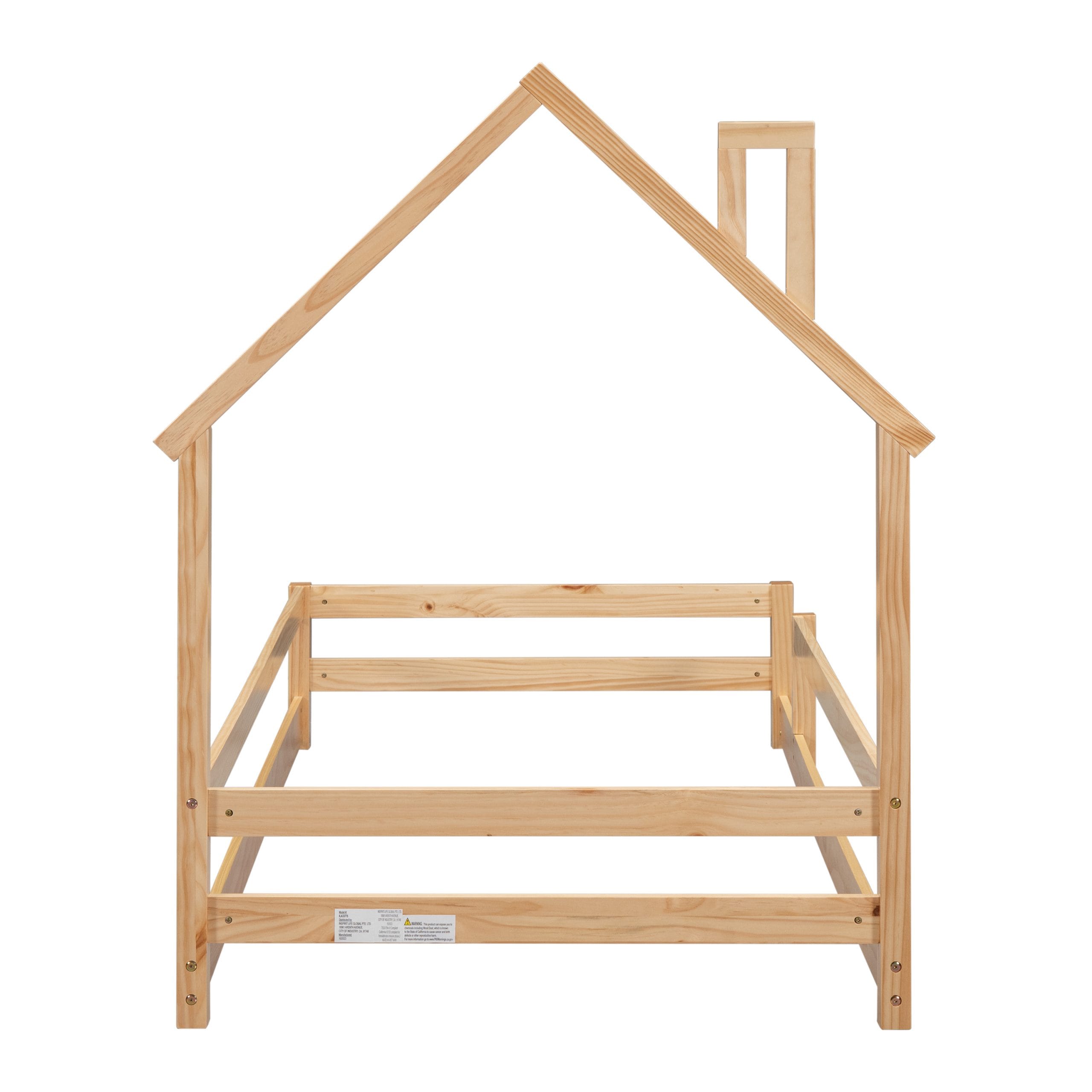 Twin Size Floor Bed With House-shaped Headboard