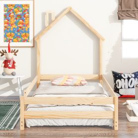 Twin Size Floor Bed With House-shaped Headboard 22 Twin Size Floor Bed With House-shaped Headboard