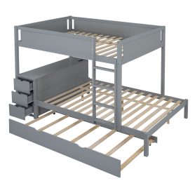 Full-Over-Full Bunk Bed With Twin Size Trundle, Storage And Desk