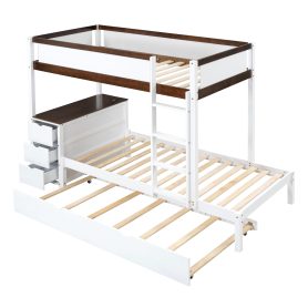 Twin-Over-Twin Bunk Bed with Twin size Trundle, Storage and Desk