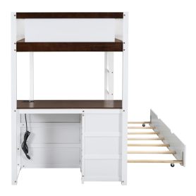 Twin-Over-Twin Bunk Bed with Twin size Trundle, Storage and Desk