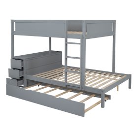 Full-Over-Full Bunk Bed With Twin Size Trundle, Storage And Desk