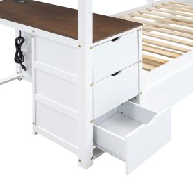 Twin-Over-Twin Bunk Bed with Twin size Trundle, Storage and Desk