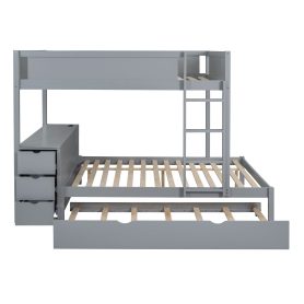 Full-Over-Full Bunk Bed With Twin Size Trundle, Storage And Desk